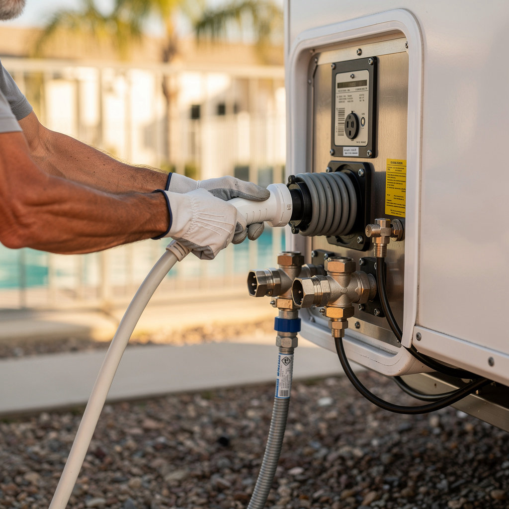 RV sites with full hookups at Coronado Palms Mobile Home & RV Park in San Diego, a convenient stop for travelers